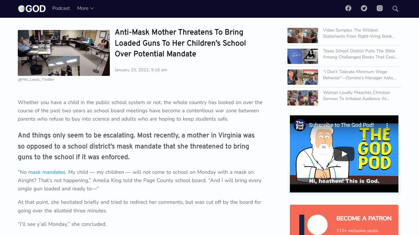 Virginia Mom Amelia King Threatens To Bring 'Loaded' Guns To School - God