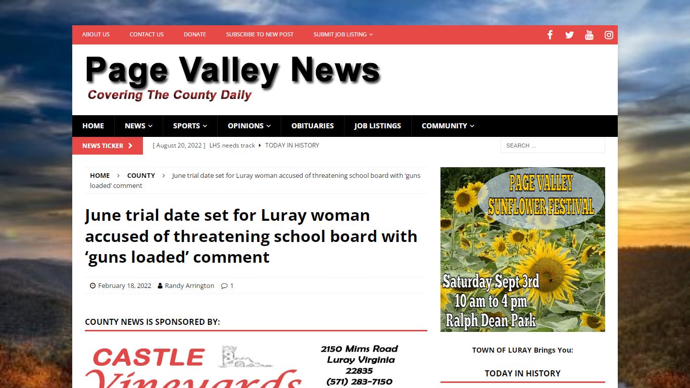 June trial set for Luray woman accused of threatening school board | PVN